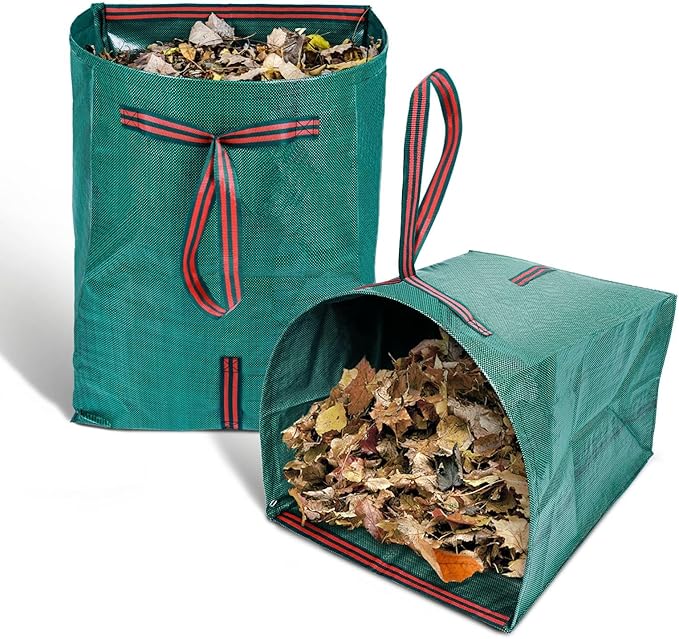 Leaf Collector Bags, Collapsible Yard Waste Bag 4-Pack – 40-Gallon Reusable Garden Bags for Leaves, Grass Clippings, Parties, Laundry & Camping (Dustpan-Type Design)