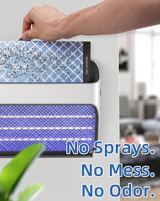 Sticky Fly Trap Refills 5-Pcs for BUZZOFF PRO Zapper, Fruit Fly Catcher Glue Boards for Indoor Use, Odourless, Mess-Free Insect Control