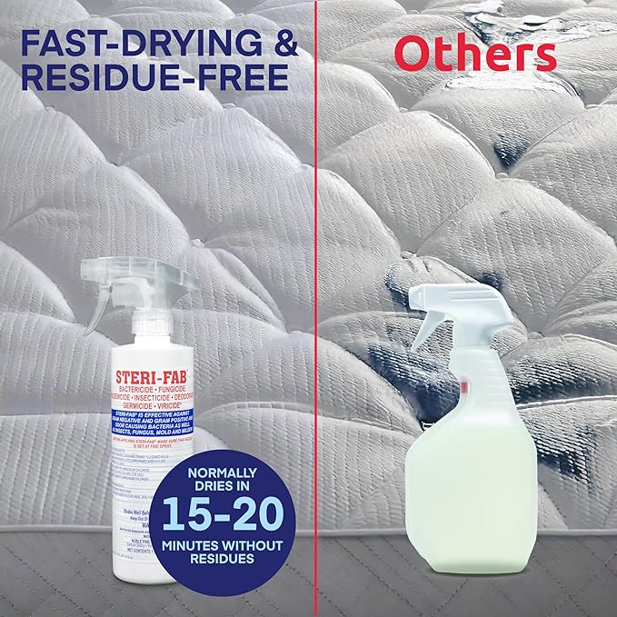 Steri-fab All-in-One Disinfectant Spray – Attracts Bed Bugs, Fleas, Mites, Roaches, Viruses, Fungi, & Odors – Quick-Drying, Non-Residual, 16 Ounce Sprayer Bottle