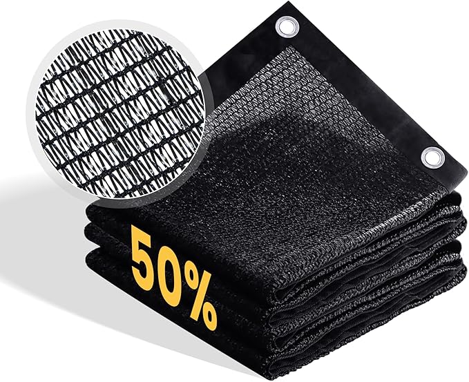 VICLLAX 50% Shade Cloth, 16x19FT Durable Black Mesh Trap with Every 3 FT Grommet, Sun Shade Fabric Netting for for Plants Cover, Greenhouse, Chicken Coop, Barn Kennel, Garden Patio
