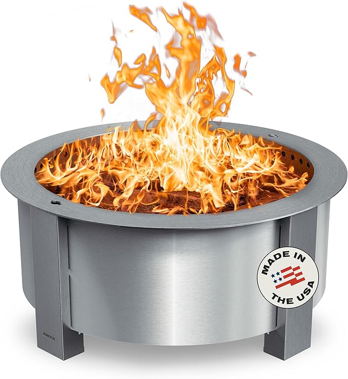 Breeo Smokeless Fire Pit (X Series 30, Stainless Steel) | 34.5 inch Smokeless Firepit for Outside | 94 Pounds | Ideal for Families Compatible with Wide Range of Breeo Accessories