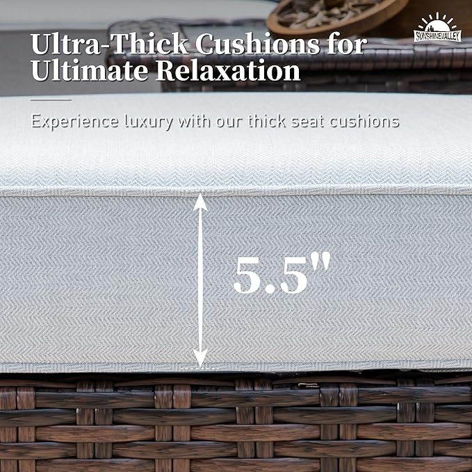 4 Pieces Patio Furniture Set with Swivel Chairs, High Back Wicker Rattan Sofa with Extra Thick Cushion and Coffee Table, Outdoor Conversation Set for Garden Backyard Deck, Grey