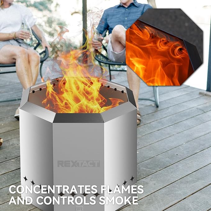 16 inch Smokeless Firepit, Portable Smokeless Stove Fire Pit with Removable Ash Pan for Outside,Stainless Steel Fire Pit with Carry Bag for Camping Backyard Patio Garden Picnic