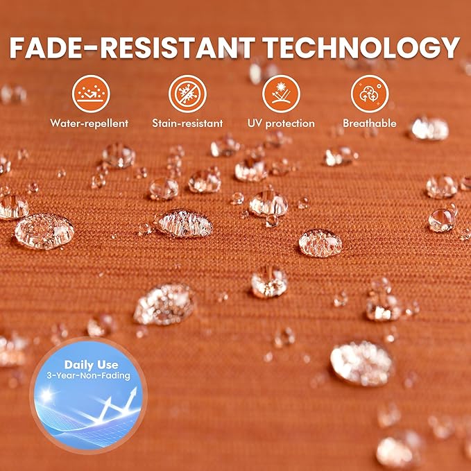 Outdoor Sectional Patio Furniture Set with Fire Pit Table and Glowing Table,8 Pieces Wicker Conversation Sets L Shaped Couch Out Door Sofa Set Outside Furniture for Garden Deck Yard,Orange Red