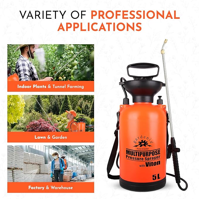 Pump Sprayer Upgraded Garden Sprayer with Viton Seals Telescopic Metal Lance, Premium Pumping Spray Bottle 5L-S with Spare Parts for Watering Plants Lawn Care & Home & Car Cleaning