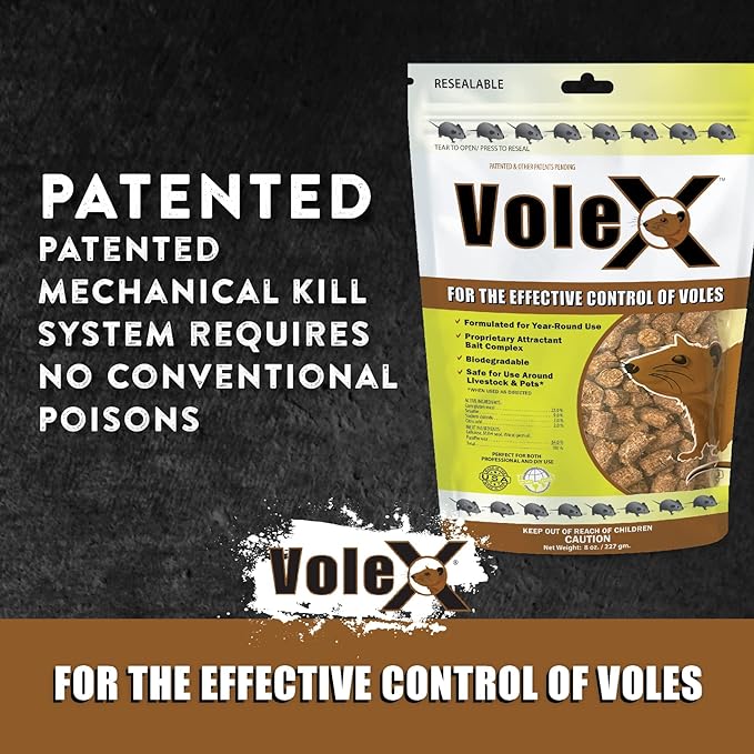 VoleX - Effective Against All Species of Voles. Safe for Use Around People, Pets, Livestock, and Wildlife (3 pounds)