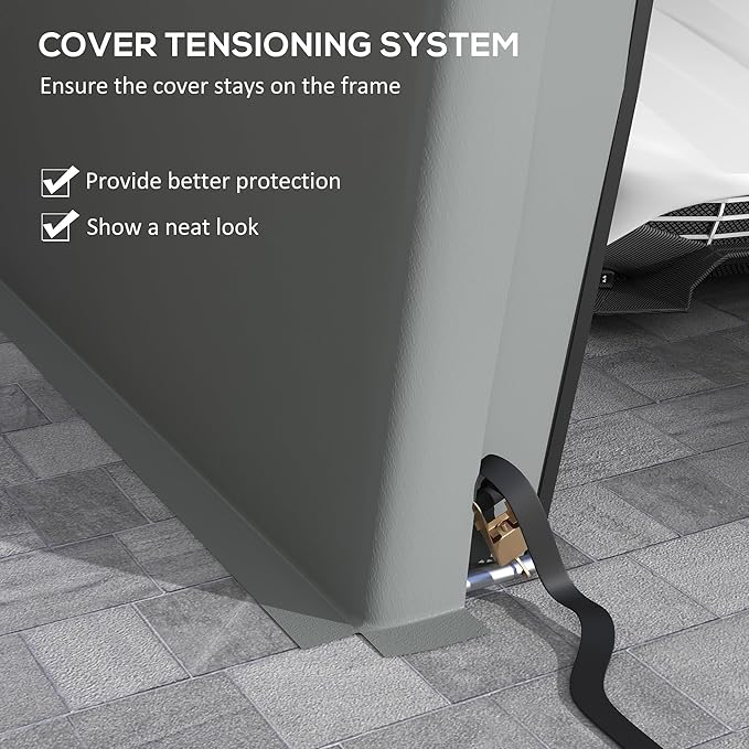 Outsunny 12' x 20' Heavy Duty Carport, Portable Garage Canopy Tent with 2 Ventilation Windows and Large Door, for Car, Truck, Boat, Motorcycle, Bike, Garden Tools, Gray