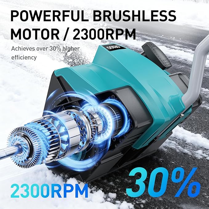 Cordless Snow Shovel Compatible with Makita 18V Battery(Tool Only), 12” Brushless Snow Blower Electric Power Snow Thrower, w/LED Light, Adjustable Direction, for Driveway Walkways Snow Removal