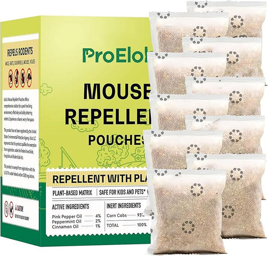 Mouse Repellent Pouches with Peppermint Oil: Natural Rodent Repellent Indoor to Get Rid of Rats, Mice, Squirrels - Safe for Pets and Kids, Rat Repellents for House, Car, Outdoor