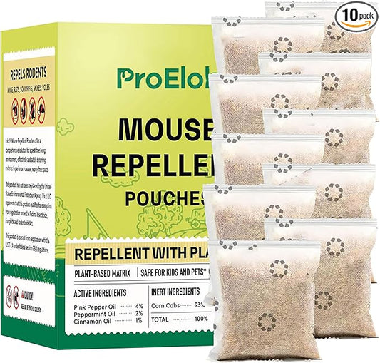 Mouse Repellent Pouches with Peppermint Oil: Natural Rodent Repellent Indoor to Get Rid of Rats, Mice, Squirrels - Safe for Pets and Kids, Rat Repellents for House, Car, Outdoor