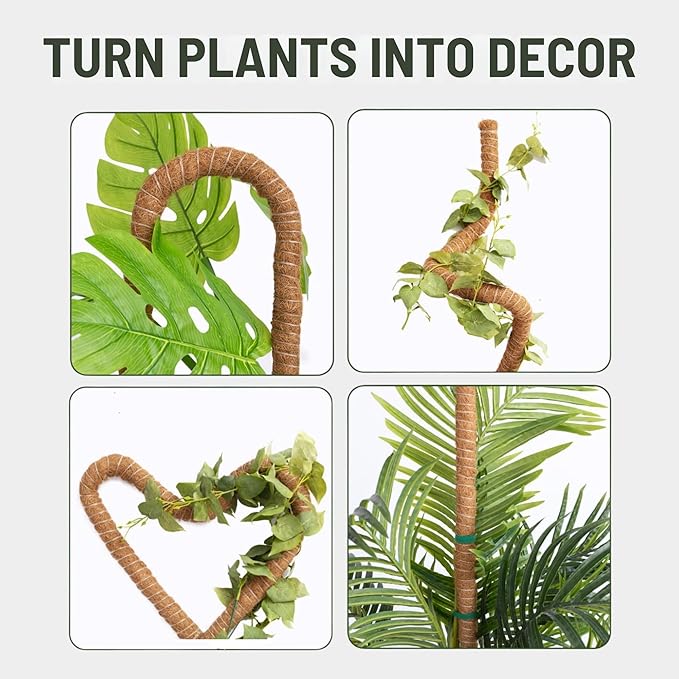 2 Pack 48 Inch Moss Pole for Plants Monstera, Tall Moss Poles for Climbing Plants Monstera, Handmade Coco Coir Plant Pole, Monstera Plant Support for Plant Grow