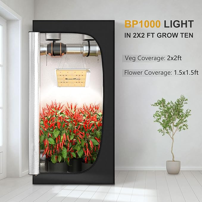 Bloom Plus LED Grow Light BP1000 for Indoor Plants, Full Spectrum Grow Lamp with 336 High-Efficiency Diodes, 2x2 ft Coverage for Seedling, Vegetables, and Flowering