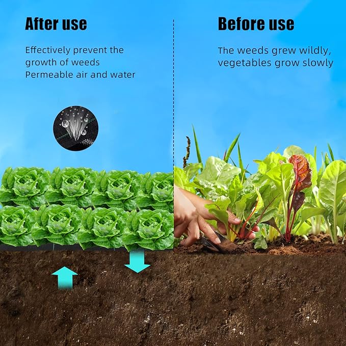 6.5ft x 330ft Weed Barrier Landscape Fabric Heavy Duty, Premium 3.2oz Ground Cover Weed Block Gardening Mat, Easy Setup & Superior Weed Control