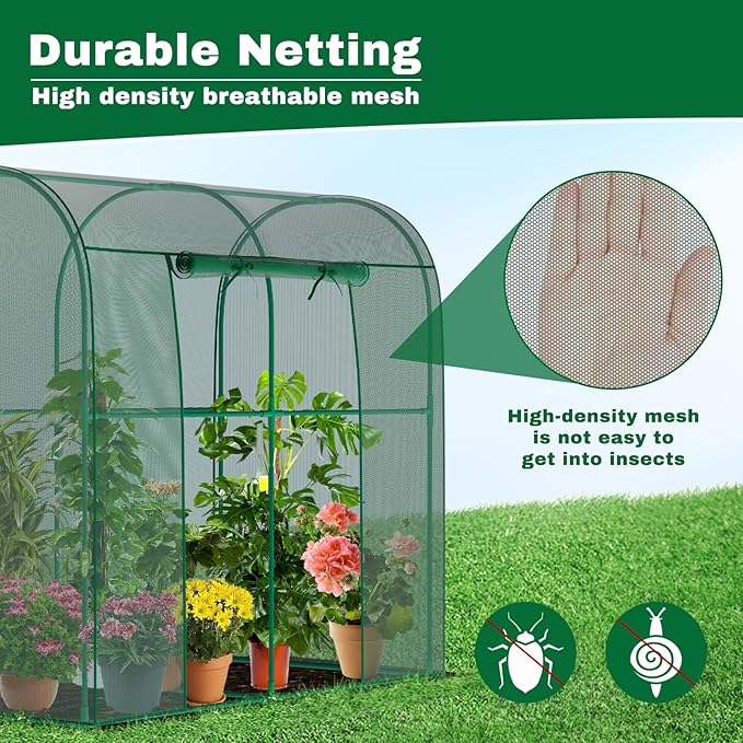 Crop Cages for Garden Plant, 6.6x3.3x6 Ft Plant Protection Netting Tent with Zippered Door, Raised Bed Cover, Garden Bed Cover with Frame, Wind-Resistant Plant Cages for Outdoor Plants