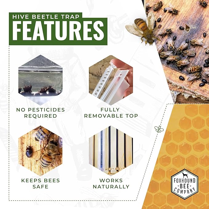 New Reusable Extra Long Beetle Trap with 3-Hinge Lift-Top for Trapping Small Hive Beetles in a Hive Without Chemicals (12)