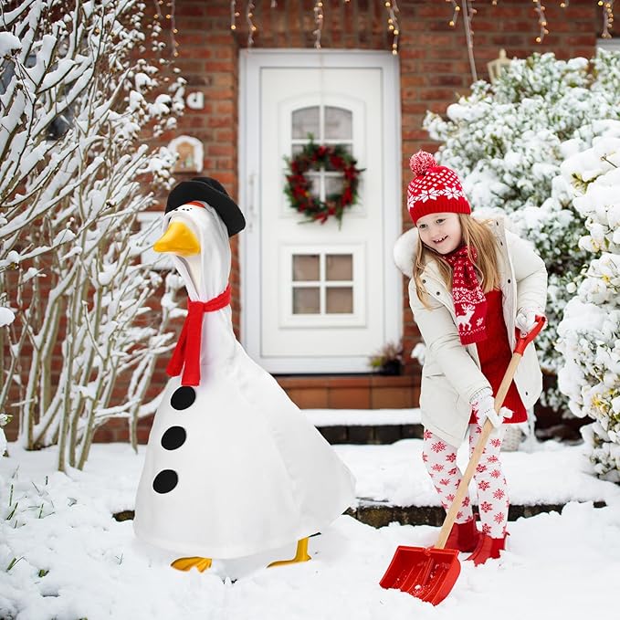 Outus Christmas Snowman Goose Outfits Funny Snowman Porch Goose Outfit 23 Inch Holiday Lawn Geese Cloth for Christmas Yard Garden Outdoor Decorations