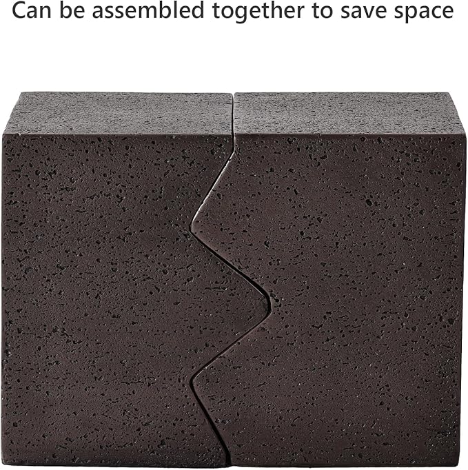 COSIEST Concrete Side Table, Set of 2 Rectangular Outdoor Side Tables, Decorative Garden Stools for Indoor Outdoor, Accent Table Patio Side Table End Table w Spotted, Brown