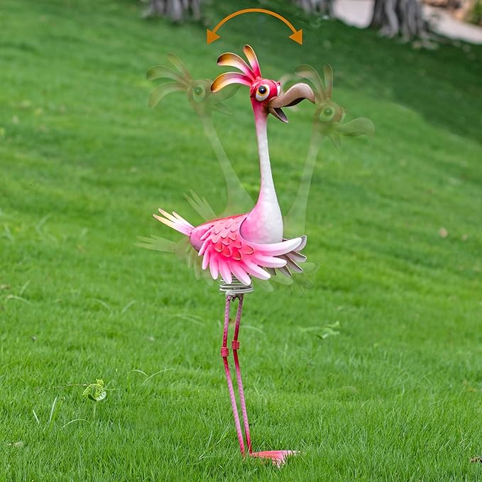 Natelf Flamingo Metal Yard Art Garden Sculpture Flamingo Outdoor Decorations Large Garden Statues for Yard Patio, Porch, Home for Women, Mom, Grandma