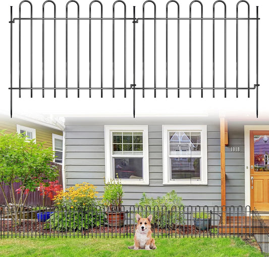 12 Panels Decorative Garden Fence, 17ft X 20in Rustproof Metal Animal Barrier Fence, No Dig Fence Garden Fence, Arched Flower Bed Edging Ornamental Wire Border Fencing for Outdoor Yard, Patio Deco