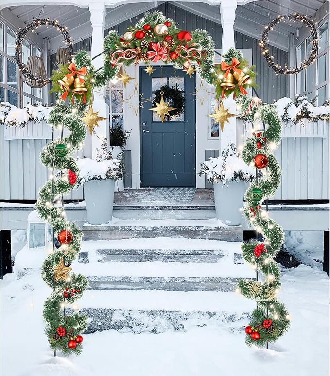 Metal Pergola Arbor, Outdoor Flower Garden Arch Trellis, Steel Garden Arbor for Climbing Plants, Wedding Decoration, 7'8" H x 4'5" W