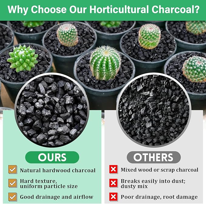 Legigo 6QT All Natural Horticultural Charcoal- Activated Hardwood Plant Charcoal for Soil Amendment, Conditioning Bonsai Soil, Succulent Soil, Terrarium Supplies, Indoor Plant Potting Soil