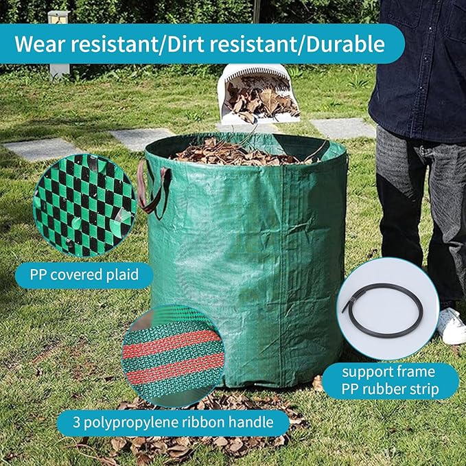 NATUREZA reusable yard waste bags,3 pack 72 Gallons leaf bags,Heavy Duty Garden Bags,Storage Bag,Patio Bag,Laundry Container,lawn and leaf bags