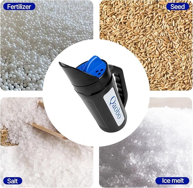 3-Adjustable-Setting Handheld Spreader, Multi-Use Lawn Spreaders for Fertilizer, Grass Seed, Salt and Ice Melt, Portable Spreader for Yard and Garden Snow Removal - Up to 80 Oz