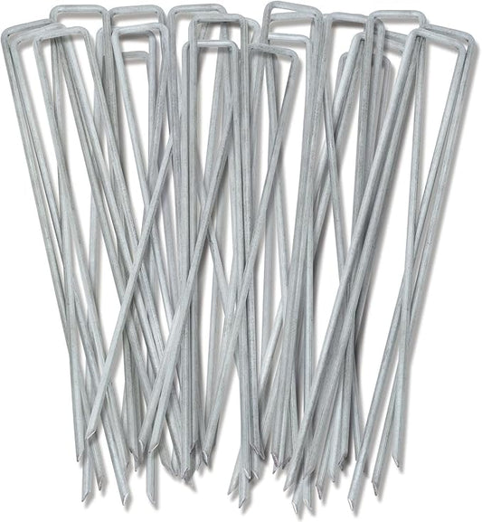 Tent Stakes 12Inch 50pcs Galvanized Landscape Staples,Tent Pegs Heavy-Duty Sod Pins Anti-Rust Fence Stakes Securing Pegs Trampoline Stakes
