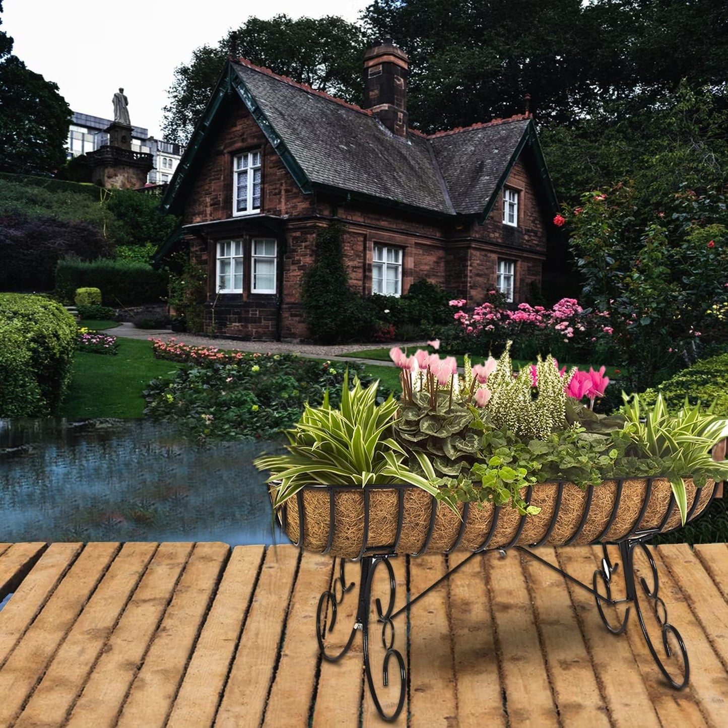 EROCK 2PCS Coco Liner Trough Coco Liner for Planters, 24/30/36/48 inch Half Moon Shape Trough Coco Coir Coconut Fiber Replacement Liner for Window Box, Wall Trough Planter (36inch-2pcs)