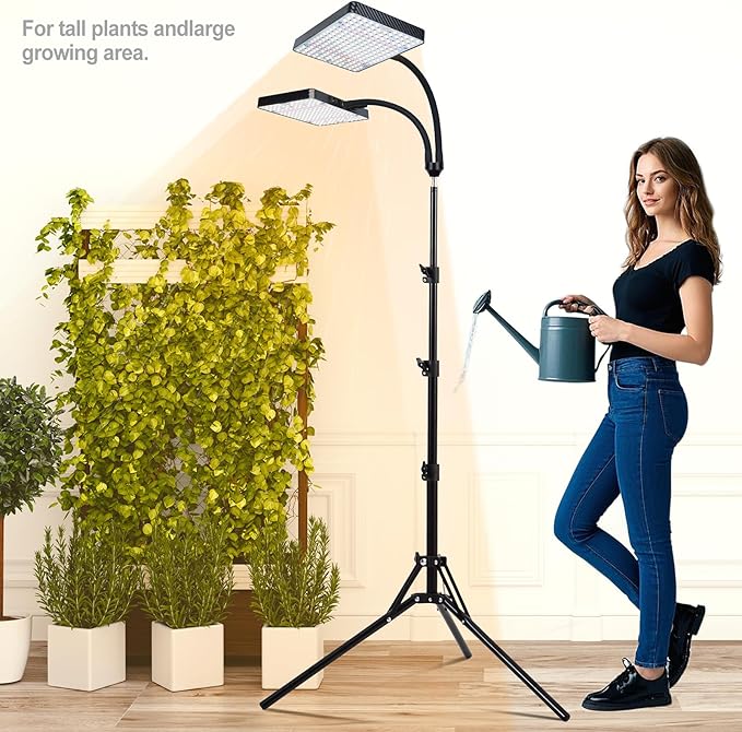 Grow Light with Stand, Orchbloom Grow Lights for Indoor Plants 50W, Natural Sunlight Full Spectrum Plant Growing Lamps for Houseplants & Bonsai Tree, 4/8/12 Hr Timer Plant Light Auto On/Off Everyday