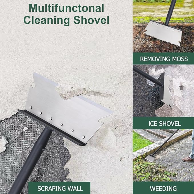 Garden Cleaning Shovel, Snow Shovel, Ice Scraper, 59 Inch Adjustable Handle Heavy Duty Garden Shovel Multifunctional Cleaning Shovel, for Lawn Edging, Scraping, Weed and Ice Removal