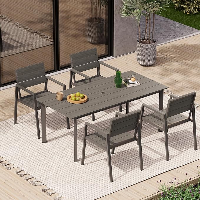 HDPS Outdoor Patio Dining Chairs Set of 2, 350LBS Capacity Aluminum Patio Dining Chairs with Armrests, Weather-Resistant for Lawn, Garden, Yard, Poolside and Indoor Use, Charcoal