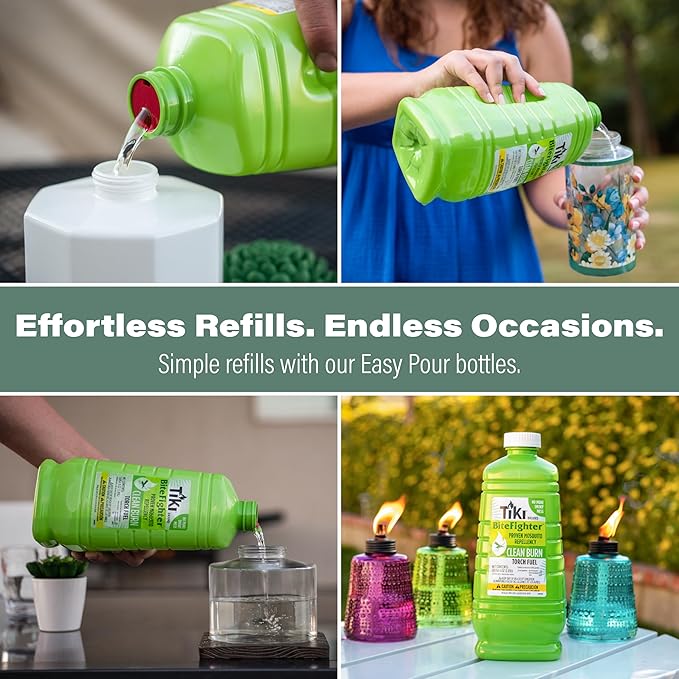 TIKI Clean Burn Mosquito Repellent Torch Fuel – 1/2 Gallon (64 oz.), Smokeless & Low-Soot Citronella, Mosquito Repellent, Plant-Based Formula for Outdoor, Patio, Garden & Backyard Torches