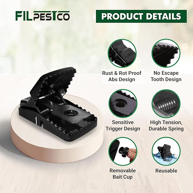 Set of 12 Professional Grade Extra Large Rat Snap Traps, Mouse Trap, Reusable Trap, Heavy Duty for Indoor and Outdoor Pest Control Rodent Solutions