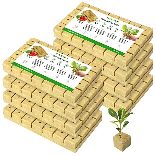 VIVOSUN 1.6 Inch Rockwool Cubes, Grow Cubes for Hydroponics, Cuttings, Cloning, Plant Propagation, Seed Startling, 8 Sheets 224 Plugs