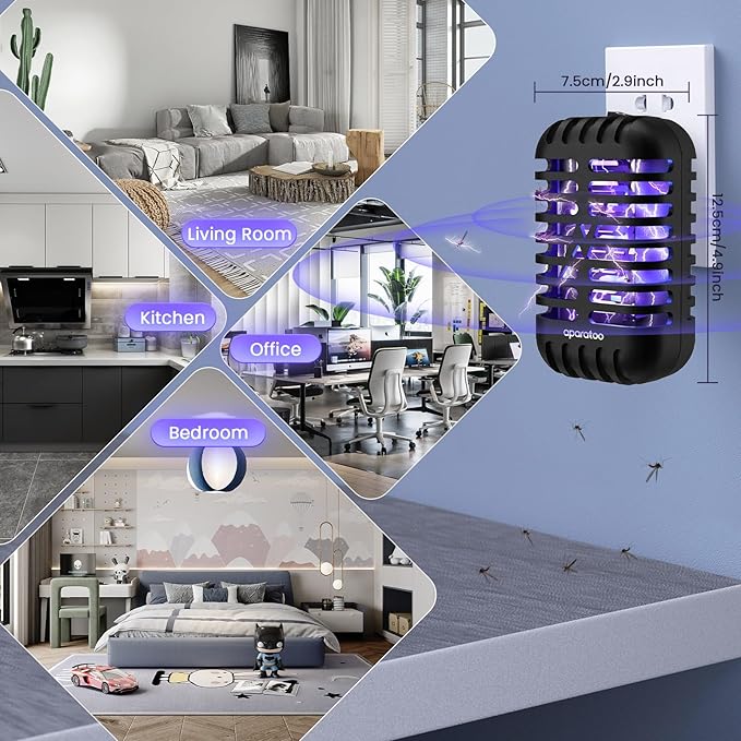 Bug Zapper Indoor Plug in, Fly Zapper Electronic 2 Pack Bug Zapper, Powerful Mosquito Zapper Insect Trap for Camping, Patio, Home, Kitchen