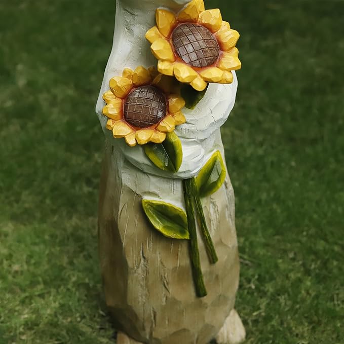 ZOEJADE 35"H Resin Large Rabbit Statue Bunny with Sunflowers Sculpture Outdoor Statues Indoor Decor Animal Ornament for Home Garden Lawn Yard Patio Balcony Gifts Birthday Easter Housewarming Christmas