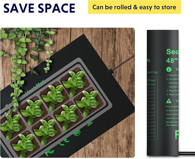 iPower 48" x 20.75" Seeding Heat Mat 2 Pack, Durable Waterproof Warm Hydroponic Plant Germination Starting Pad