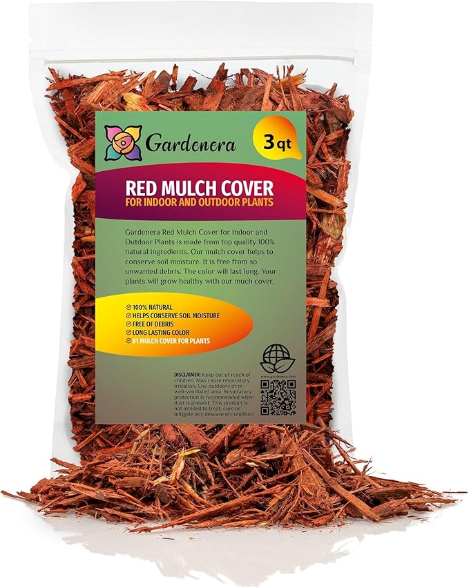 Premium Red Mulch - Create a Striking and Eye-Catching Garden Design - 3 QUARTS
