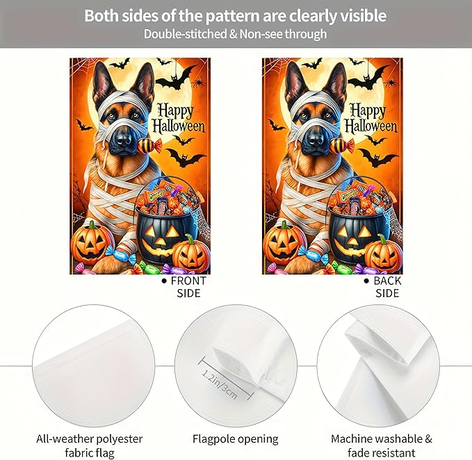 Halloween Decorations Outdoor Garden Flag 12x18 Inch Double Sided French Bulldog Dog Pumpkin Ghost Fall Decor Yard Lawn Porch Patio Halloween Garden Flags