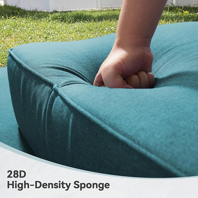Luxury 6" Outdoor Cushions for Patio Furniture, 24x24x6 Thick Seat Cushion Set of 8, Fade Resistant Couch Chair Replacement Cushions High Density Deep Wicker Chair Cushion w/Removable Cover, Green