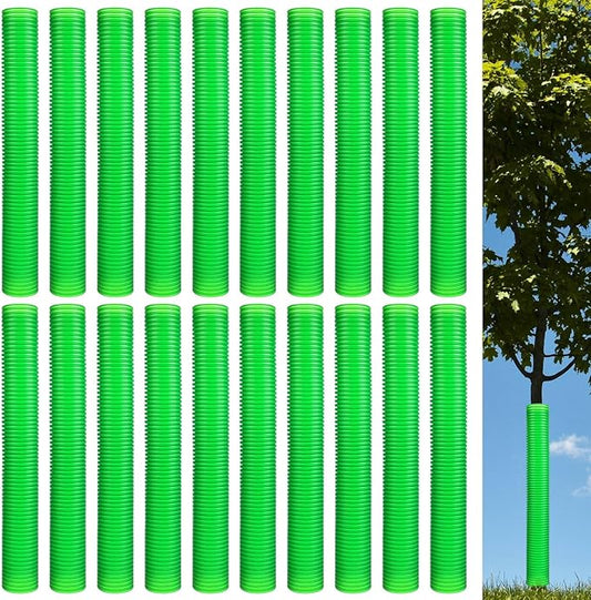 20 Pcs Corrugated Tree Guards Tubes Plastic Saplings Tree Trunk Protectors Wraps to Protect Bark from Deer, Sapling from Rodents, Mowers, Animals (15.7 x 2,Army Green)