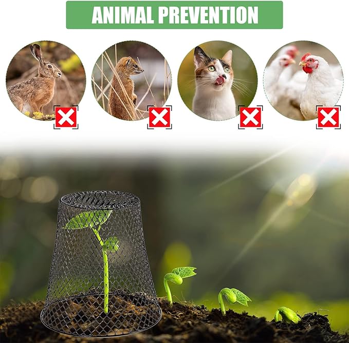 40 Pcs 8 inch Chicken Wire Plant Covers,Wire Garden Cloches Chicken Wire Cloche Plant Protector Metal Heavy Duty Garden Plant Cloche for Keeping Bunnies Chicken Squirrels Birds Other Out