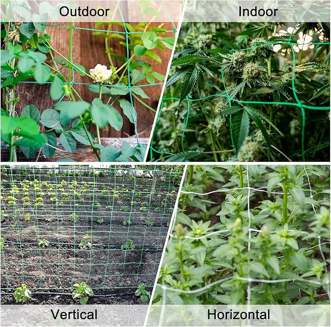 HARFINGTON Trellis Netting for Climbing Plants 6.6 x 16.4ft 30 Strands Heavy Duty Garden Trellis Netting Polyethylene Plant Support Net with 4" x 4" Mesh for Fruits Vegetables Cucumber