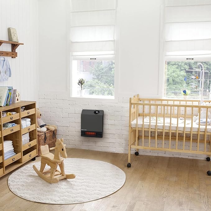 Heat Storm Wall Gray HS-1000-WX Deluxe Indoor Infrared Space Saving-1000 Watts-Remote Control-Home & Office Heater-Safe to Touch Grill, 13x4x17