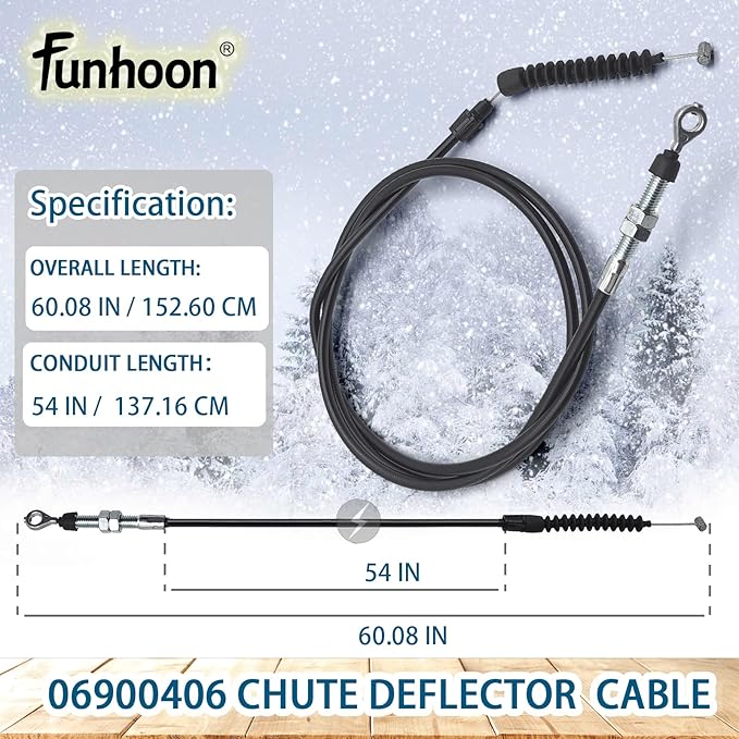 06900406 Chute Deflector Control Cable for Ariens Deluxe 24 27 28 30 Compact Deluxe-Platinum Deluxe-Track Snow Blowers Replaces 06900018