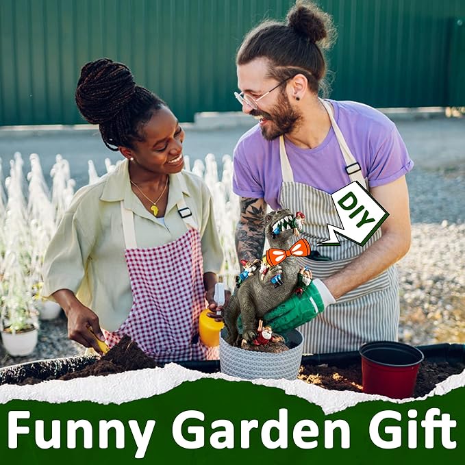 Dinosaur Gnomes Garden Statues Garden Decor Yard Decorations Outdoor, Patio, Yard, Lawn Ornaments Unique Housewarming Gifts for Women, Mom for Mothers Day