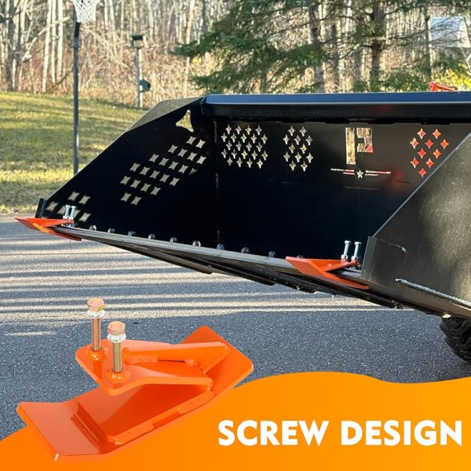 Tractor Bucket Protector, EBESTTECH 2 PCS Bucket Edge Anti-Skid Device Ski Edge Protector Double Hexagon Lock Nuts and Bolts,for Snow Leaves Removal Spreading Gravel,Orange