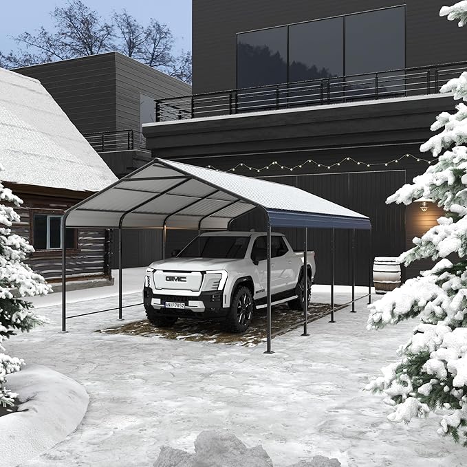 STHOUYN Car Ports 12x20 Heavy Duty Metal Carport Kit, UPF50+ UV Protection Galvanized Steel Car Port for RV/Vehicle Outdoor, 130mph Windproof & 50PSF Snow Load Shelter, Easy Assembly