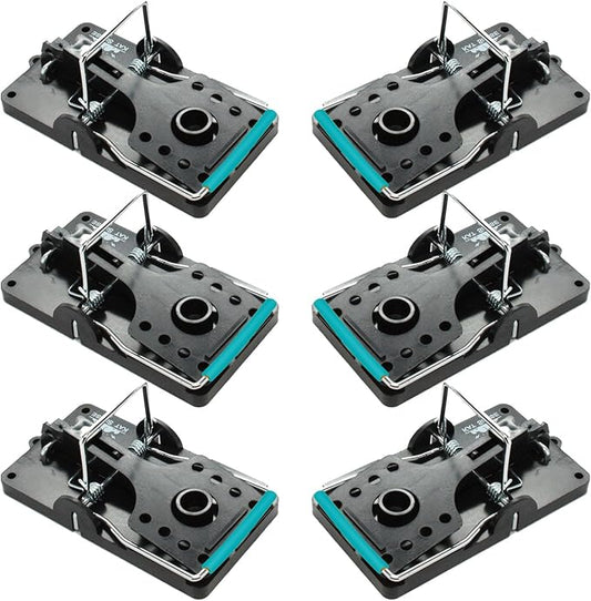 Large Rat Traps, Set of 6, Reusable Pest Control Solutions for Trapping Against Mouse, Chipmunk, and Squirrel. Instant Humane Kill Rodent Snap Trap That Work